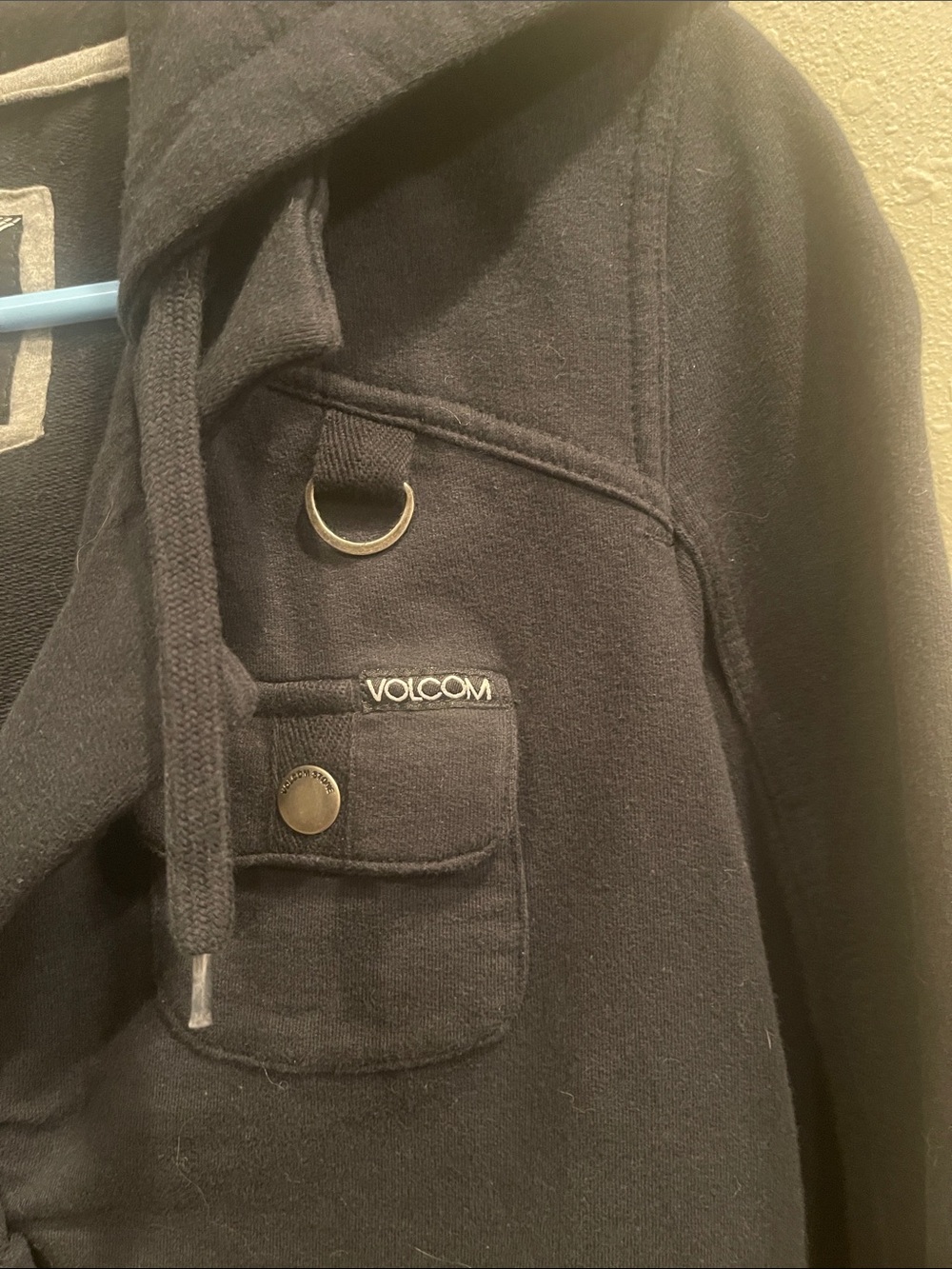 Volcom Black Hooded Button-Front Jacket - Picture 3 of 4